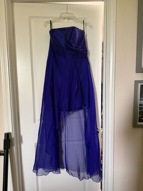 Strapless Royal Purple High-Low Chiffon Gown
